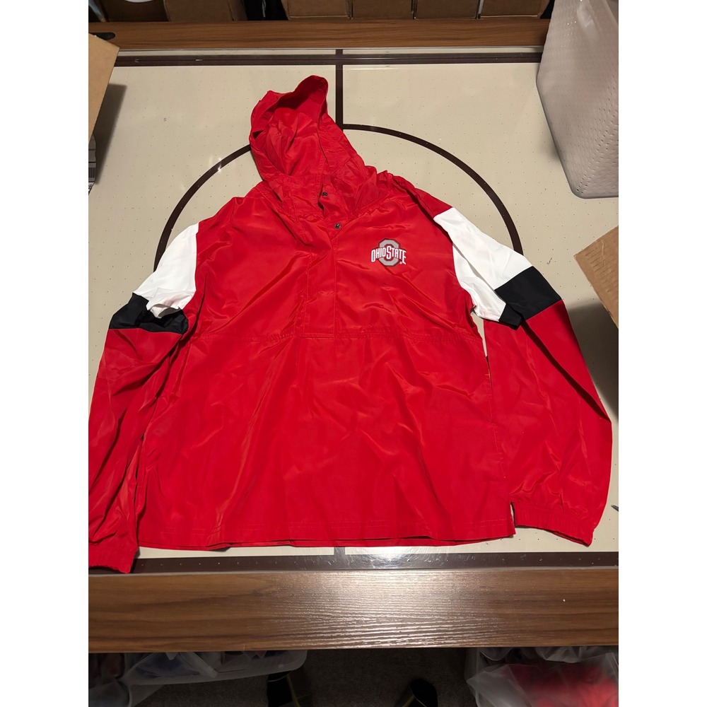 1062 NCAA Ohio State Buckeyes Windbreaker Jacket Red White Black Mens Medium NEW